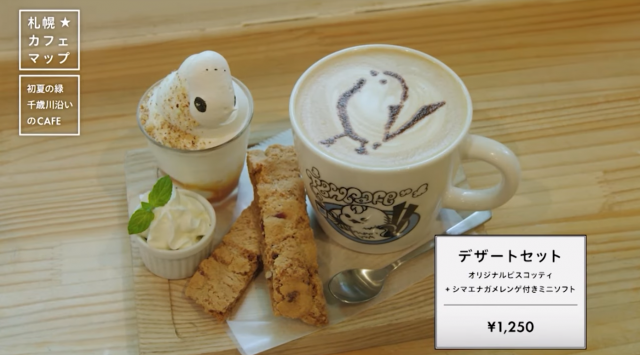 千歳のカフェ・The Bird Watching Caféのシマエナガメレンゲ付ミニソフトとオリジナルビスコッティ